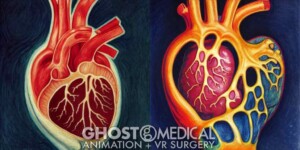 AI generated image of a human heart in the style of Edward Munch