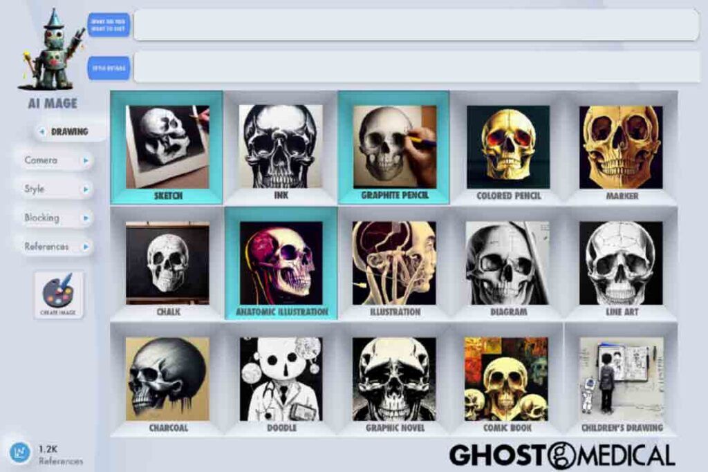 user interface drawing references for AI image generator
