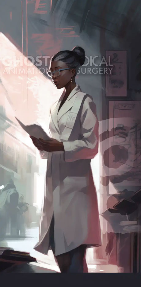 An illustration of healthcare professionals in the style of Raphael, created by Ghost Medical and Ghost Productions. The image depicts doctors, nurses, and other medical staff working together to provide expert care to patients.