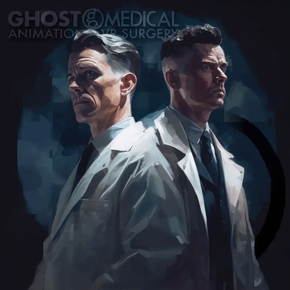 Two healthcare professionals in lab coats collaborating on medical innovation.