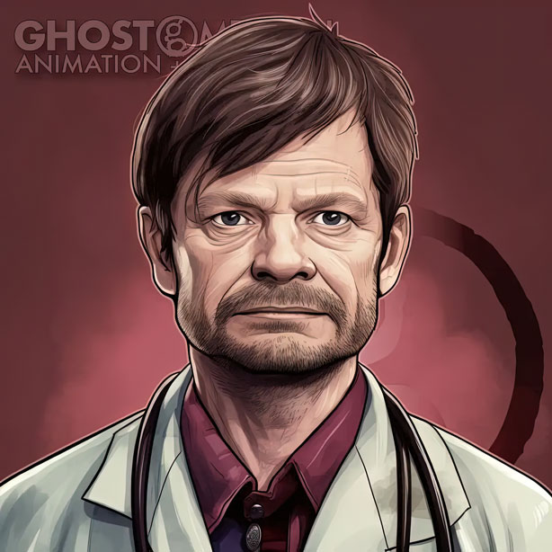 healthcare professional, cartoon doctor, friendly nurse, medical specialists, patient's case, dedication, compassion, exceptional healthcare services, AI-generated images, photorealistic, Ghost Medical, Ghost Productions